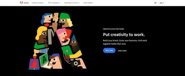 business website design example from adobe