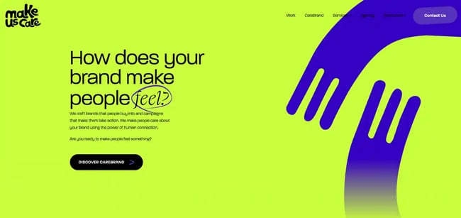 business website design example from make us care