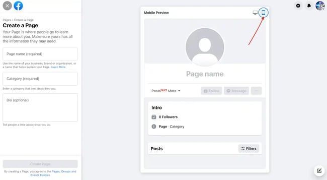 facebook business page, mobile