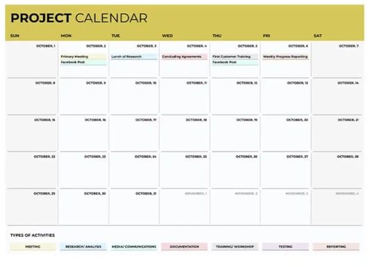 4. Yellow Project Calendar