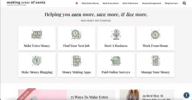 Affiliate Marketing Website Examples; making sense of cents