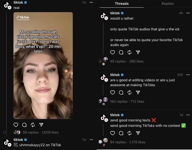 top brands on threads, tiktok