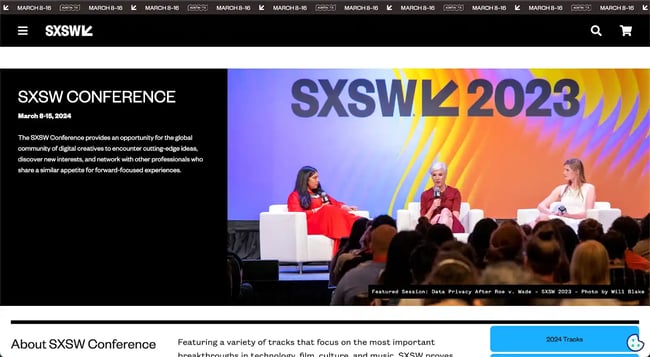 event website examples, sxsw