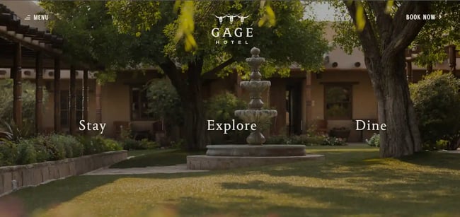 hotel website examples, Gage Hotel