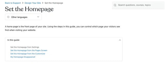 How to make a wordpress site look professional, changing the homepage
