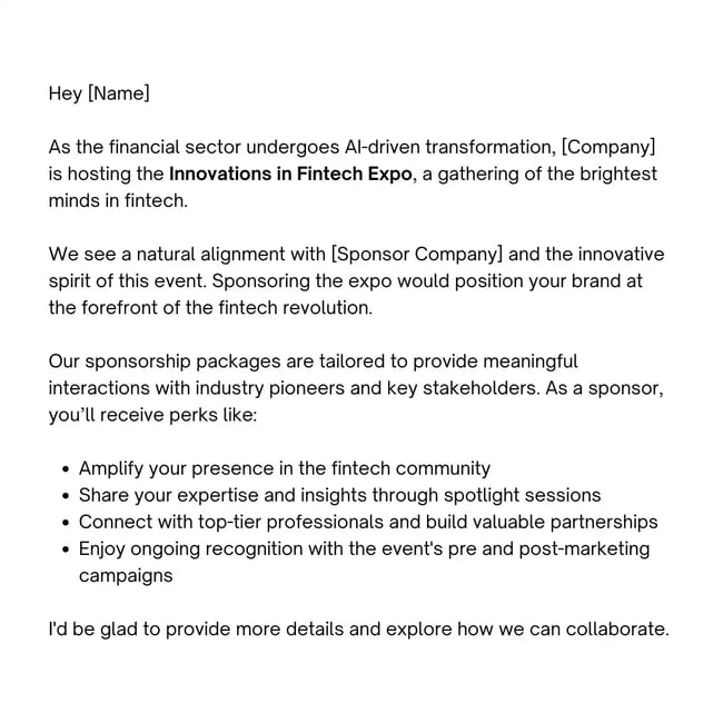 sponsorship email templates