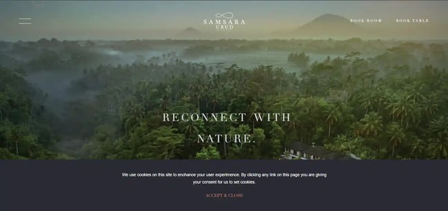hotel website examples, Samsara Ubud