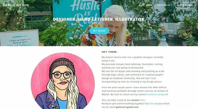 resume website examples; Gracie Wilson