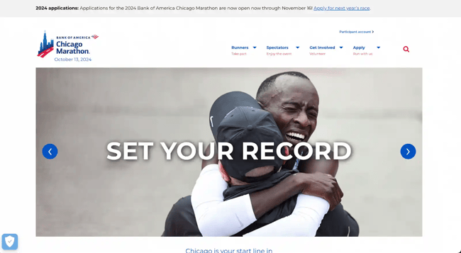 event website examples, chicago marathon