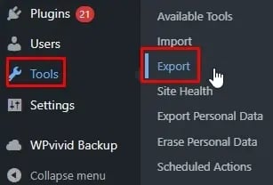 wordpress export theme