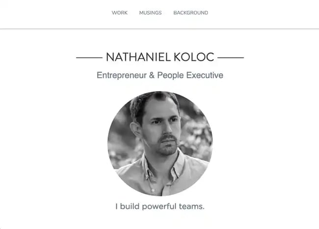 resume website examples; Nathaniel Koloc