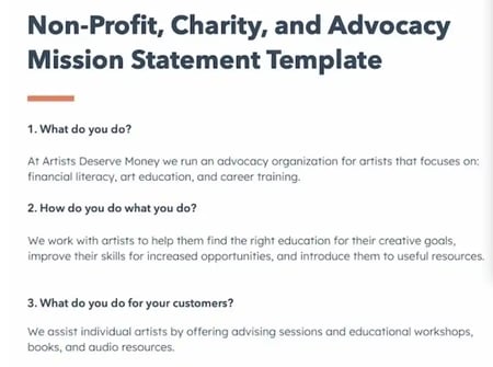 Create a mission statement example: ̽ѡ Nonprofit Mission Statement Template