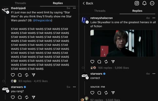 top brands on threads, star wars