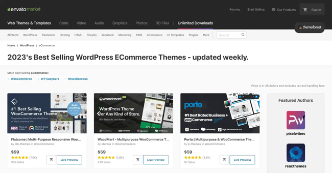 How to make an ecommerce website with WordPress: WordPress.com offers free and paid themes when you make an ecommerce website directly on the platform.