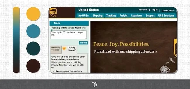 How to make a wordpress professional site, example of UPS color palette
