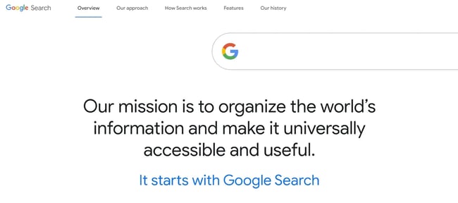 Mission statement example from GoogleIMG name: Google