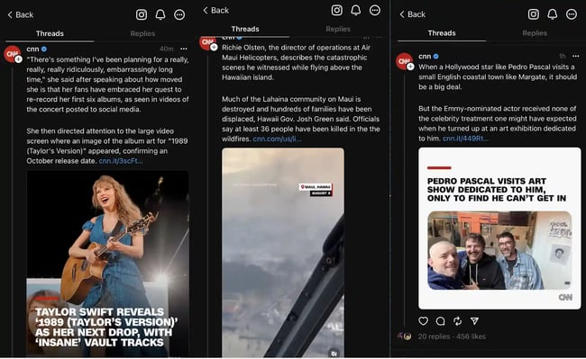 top brands on threads, CNN