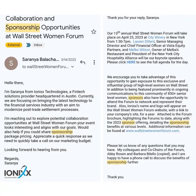 sponsorship email request