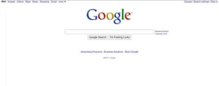 Google's search page in 2010.