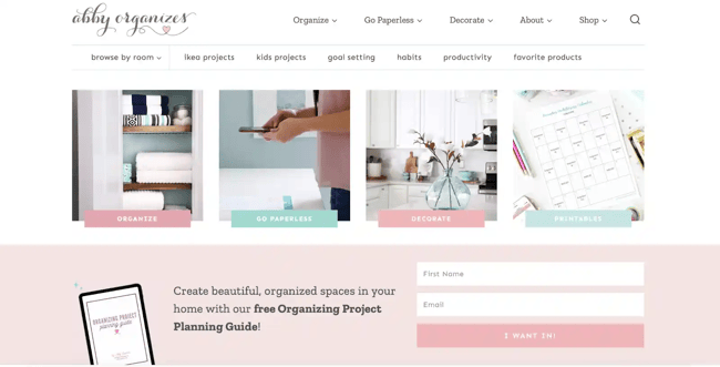 Affiliate Marketing Website Examples; just a girl and her blog