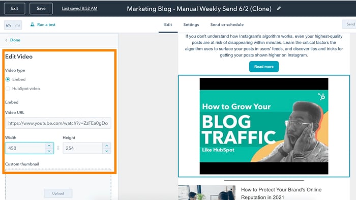 How to embed a video in an email, editing video through ̽ѡ email tool.