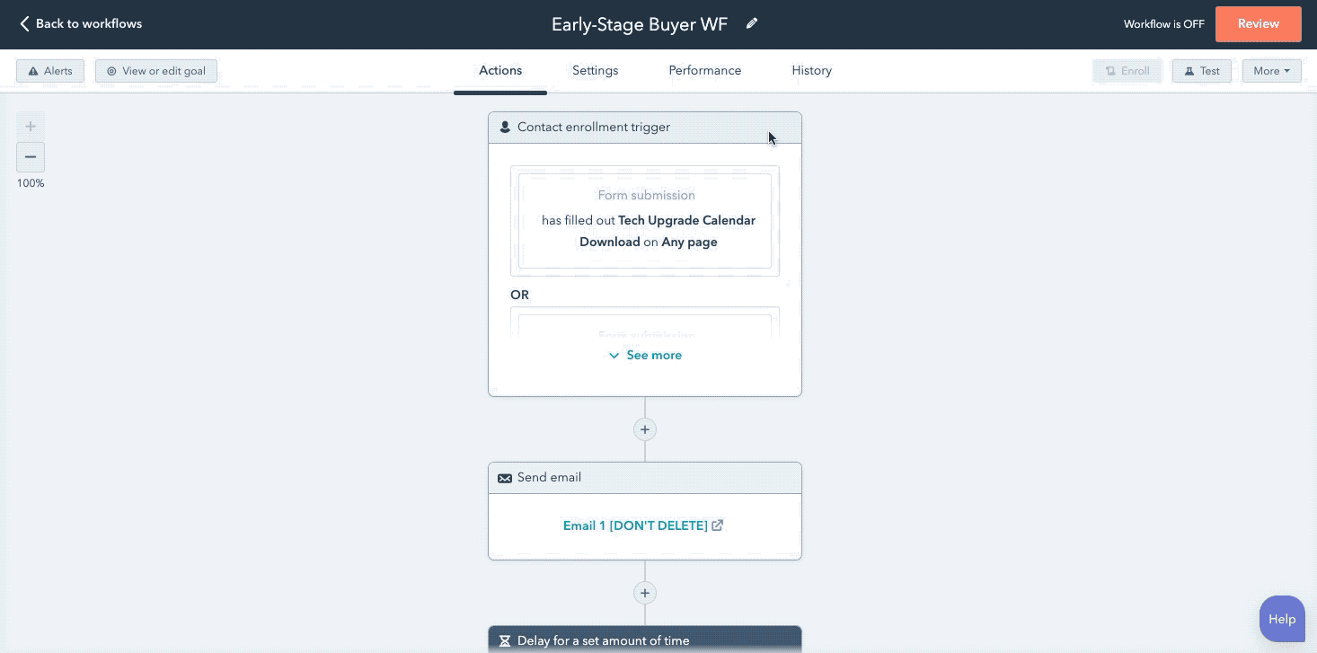 Animation walking through testing enrollment within a workflow.