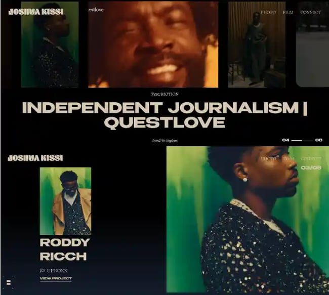 entertainment website examples, Joshua Kissi