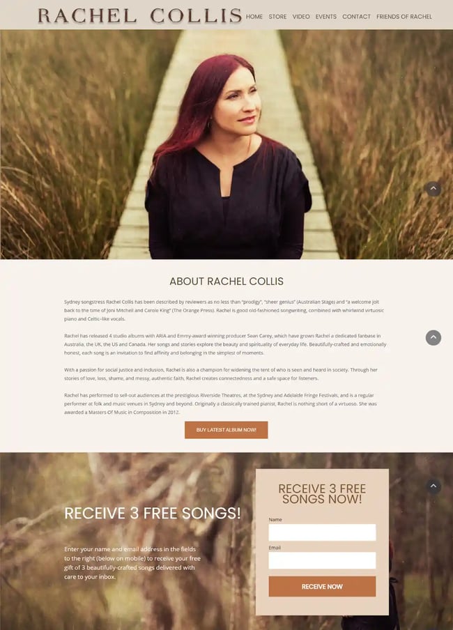 entertainment website examples, Rachel Collins