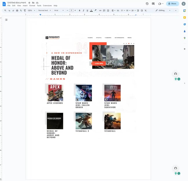 entertainment website examples, Respawn Entertainment 