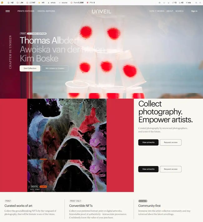 entertainment website examples, Unveil