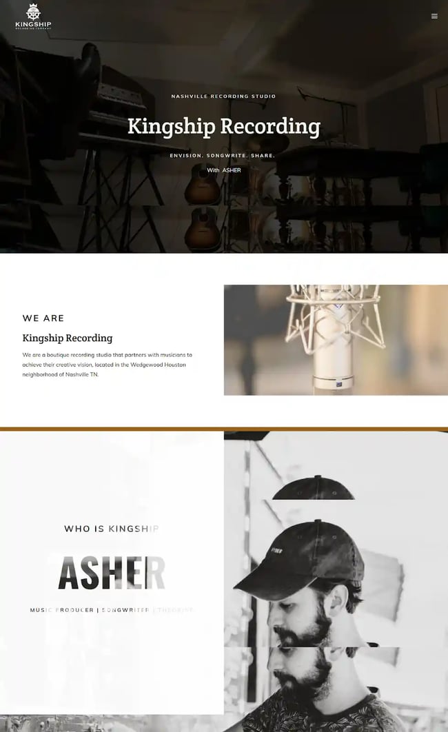 entertainment website examples, kingship recording 