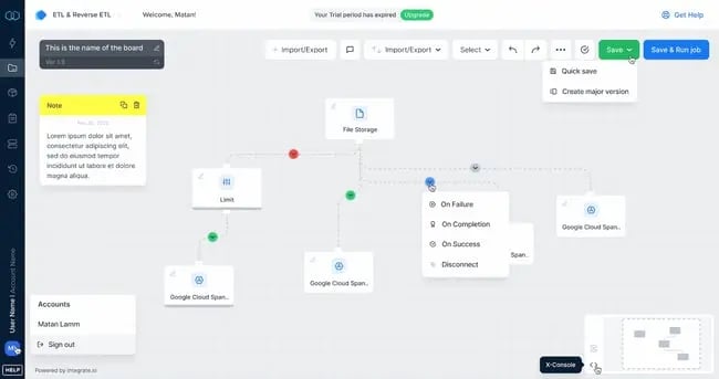 etl tools: integrate.io interface