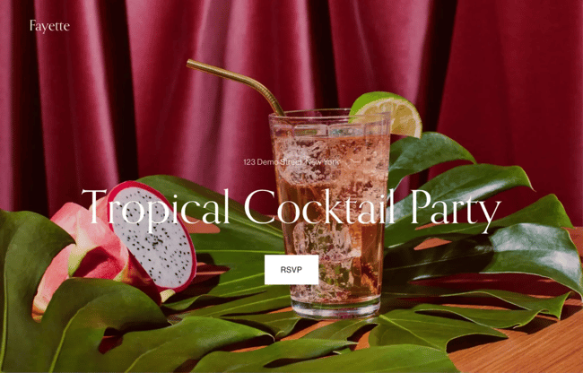 event landing page template, fayette on squarespace