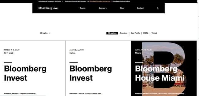 event website examples, bloomberg live