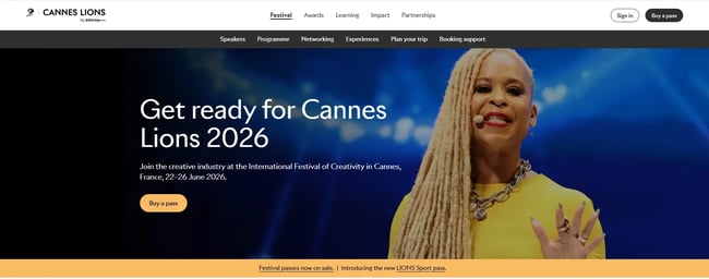 event website examples, cannes lions