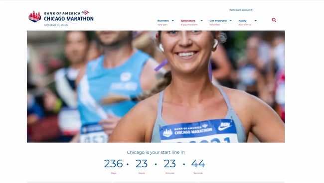 event website examples, chicago marathon