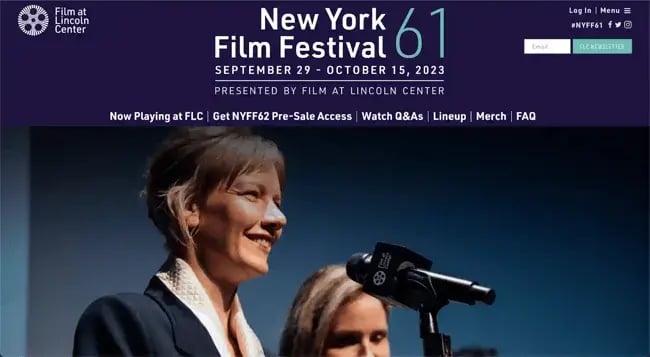 event website examples, new york film fest