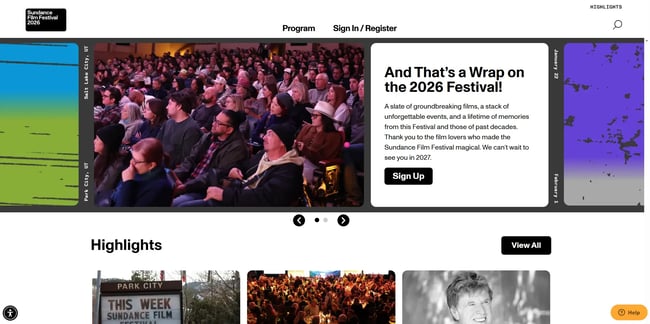event website examples, sundance