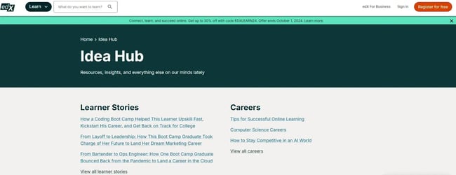 example of a company blog built on content hub