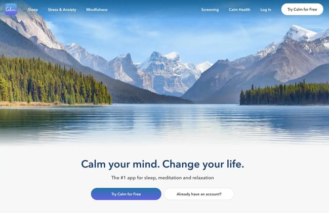 example of hero image using soft colors from calm