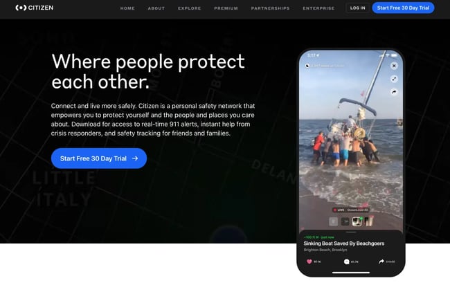 example of hero image using video from citizen