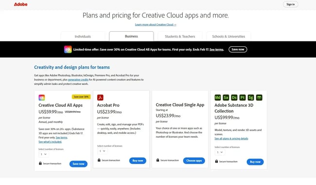 example of pricing strategy, adobe