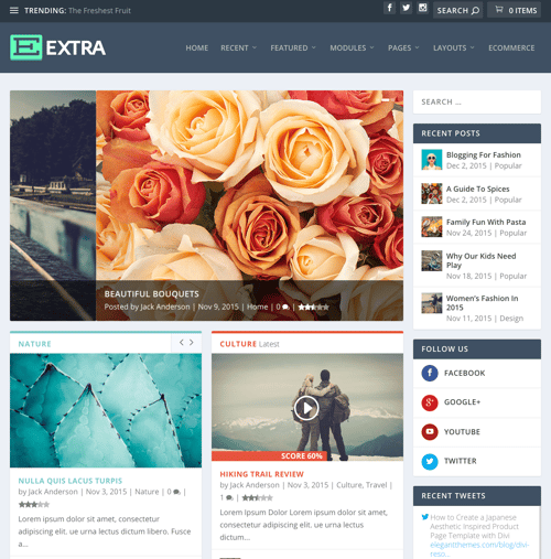 example extra theme review elegantthemes