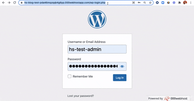 WordPress login admin
