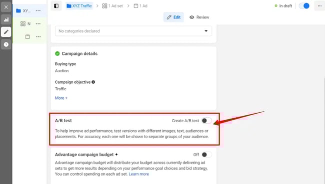 Choose A/B Split testing.