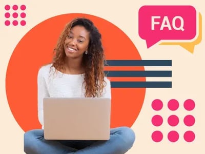 woman looking at faq page examples