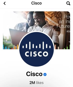 Facebook cover photo example from Cisco, mobile view.