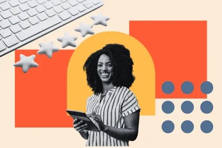 woman using a feedback form template