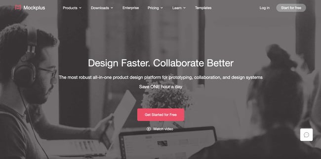Figma Alternatives: Mockplus. Image shows Mockplus website's homepage. 