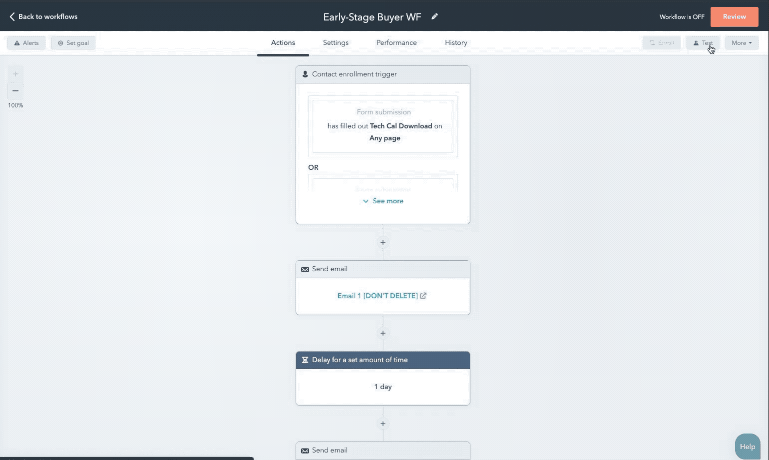 Animation that shows how to select a contact to see what the workflow would look like for them.